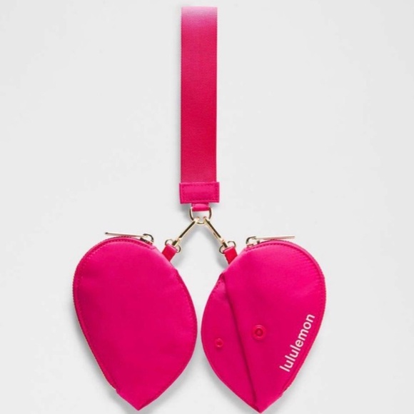 Lululemon Athletica Pink Heart Dual Pouch Wristlet - Picture 3 of 6